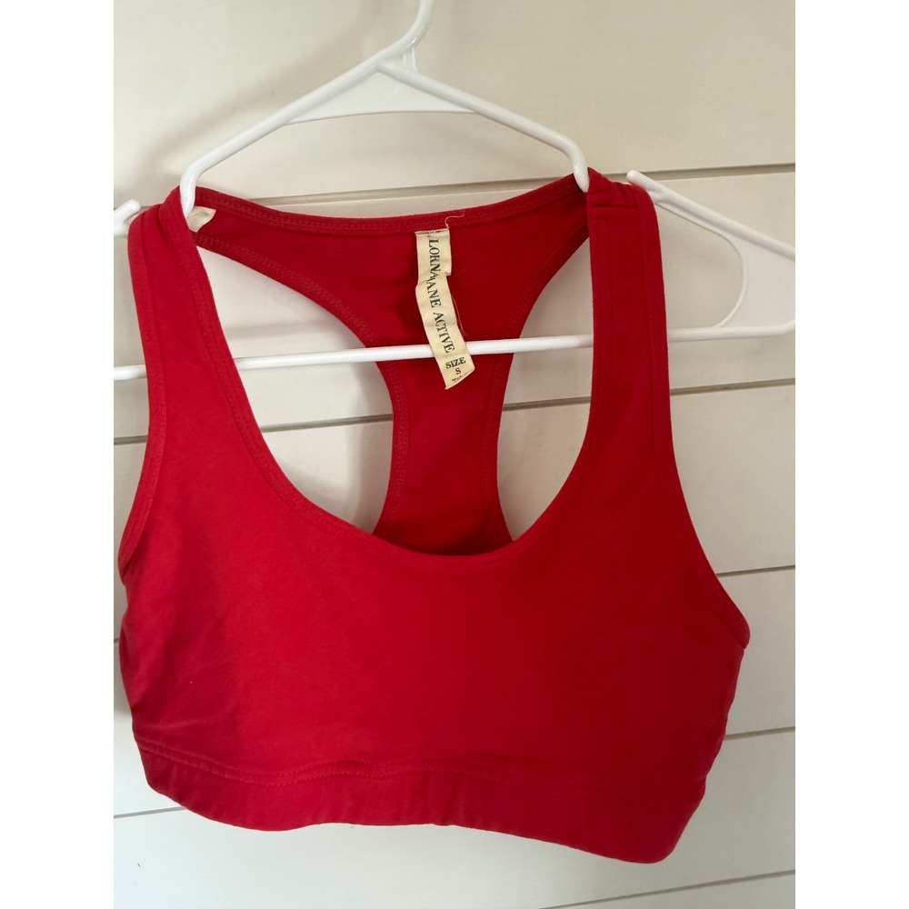 Lorna‎ Jane Active Red Racerback Sports Bra Womens Small Scoop Neck Athletic Top